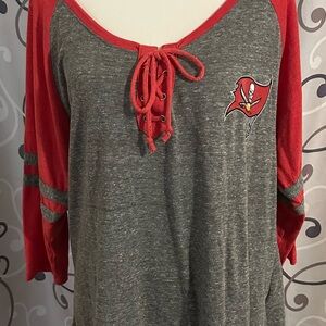 Tampa Bay Buccaneers Team Apparel Gray and Red Lace-Up Long Sleeve Top